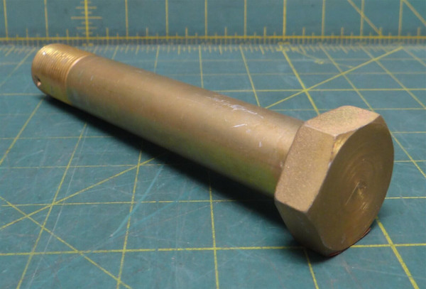 1"-14 x 6-1/8 Inch Length Brass Bolt with 1-7/16" x 1-5/8" Inch Hex Head