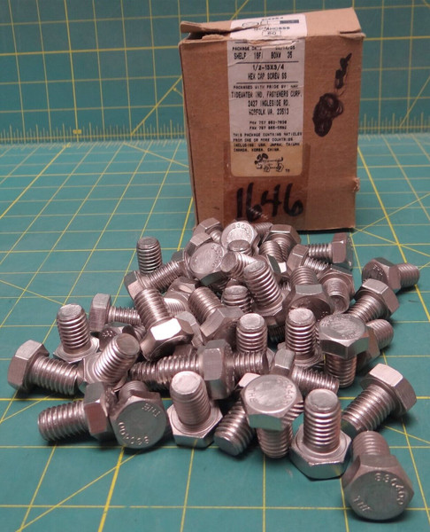 Stainless Steel Hex Cap Screw 1/2"-13 x 3/4" *BOX OF 49* 