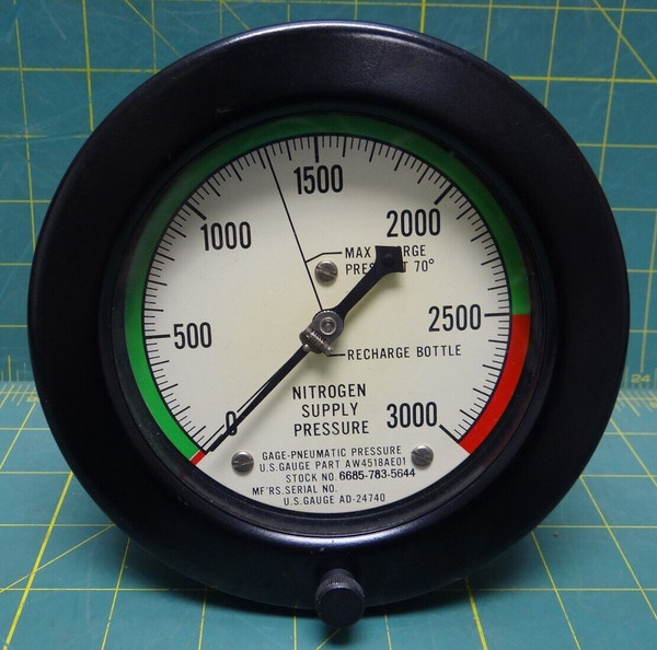 4 1/2" 0-3000 Nitrogen Supply Pressure Gauge LBM 1/2 NPT NSN: 6685-00-783-5644
