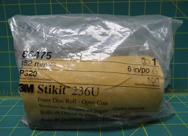 3M Stikit 236U Gold Sheet Roll PN: 051144-86475, P320 Grade, 6" Disc 100 Count