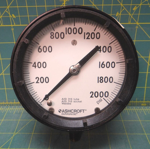 Ashcroft 4 1/2" Duragauge 45-1379SS 02L 2000 PSI 1/4" NPT Lower Connect