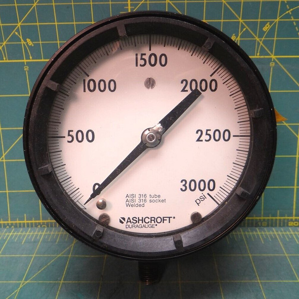 Ashcroft 4 1/2" Duragauge 45 1379SS 02L 3000 PSI 1/4" NPT Lower Connect
