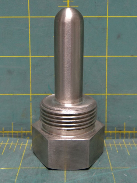 316SS Thermowell 1" MNPT 2" Insertion Length x 0.63" Probe Diameter