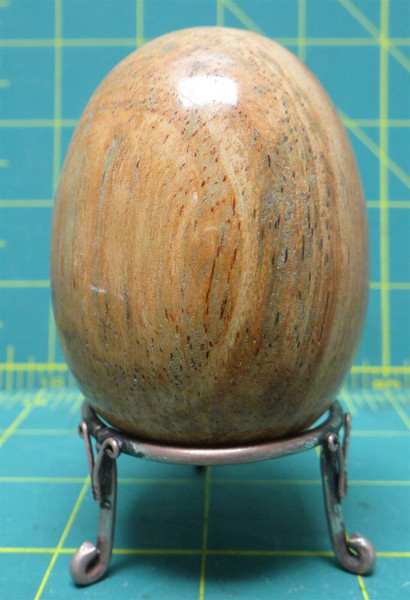 Petrified Wood Polished Egg on Copper/Silver Stand 2.1" Diameter 3.5" Tall 8.3oz