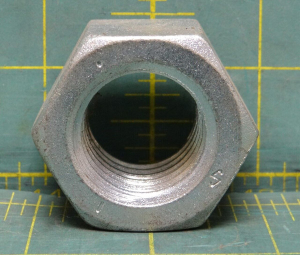 Hex Nut: 1"-8 Thread, 1.639" Hex Wd, 0.9725" Hex Ht, Galvanized Steel