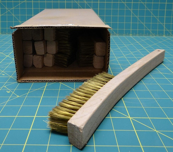 Wooden Handle Brass Wire Hand Brush For Polishing (Lot of 12)