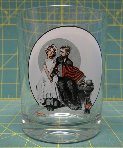 Vintage Norman Rockwell Glassware, Saturday Evening Post, The Accordionist, 1924