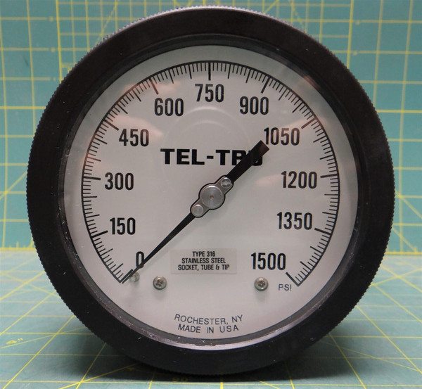 Tel-Tru 4.5" Process Gauge 0-1500 PSI 1/4" NPT Back Connection 4510SR4B1H2A 316S