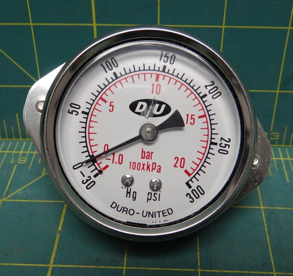 Duro-United Compound Pressure Vacuum Gauge P/N 20-300ND-02C-30/0/300 , 30-0-300