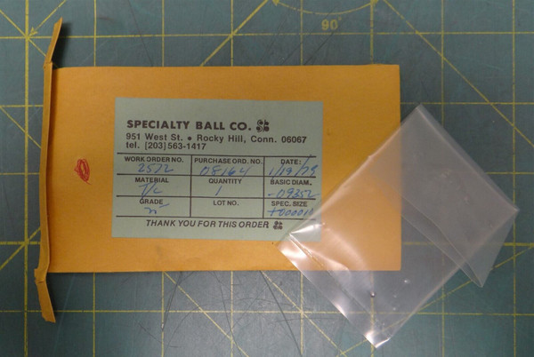 (Qty 1) 0.09352" Diameter Specialty Ball Co. Tungsten Carbide Bearing Ball