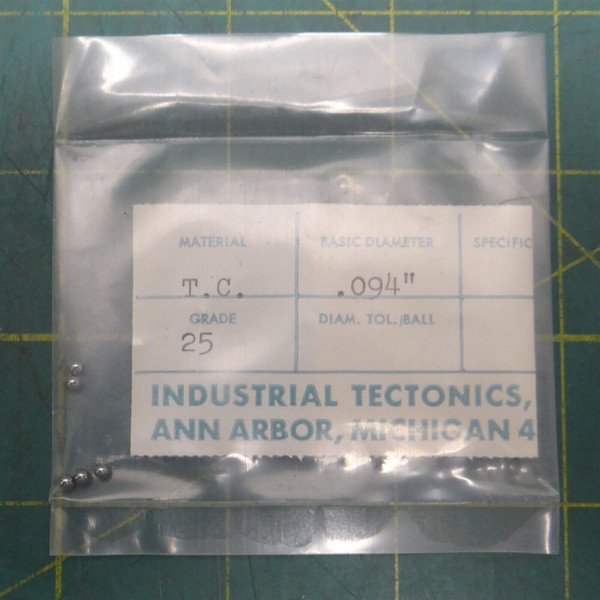 Qty 5 0.094" Dia Industrial Tectonics Inc Grade 25 Tungsten Carbide Bearing Ball