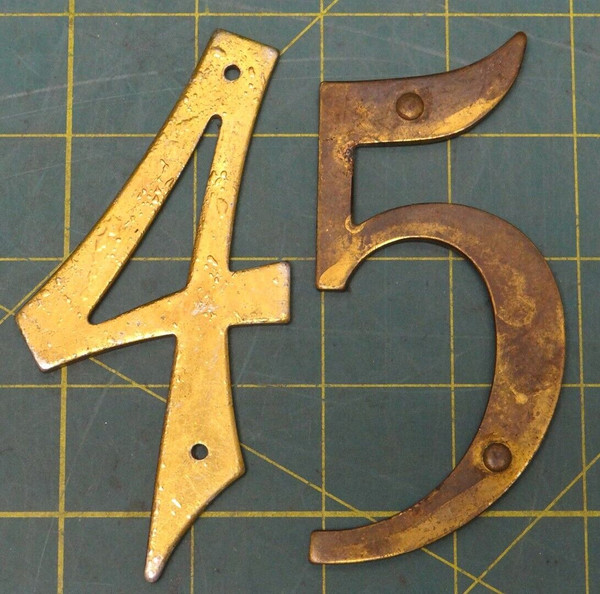 Vintage Retro Gold-Tone Decor Metal Numbers "4" and "5" Wall Art