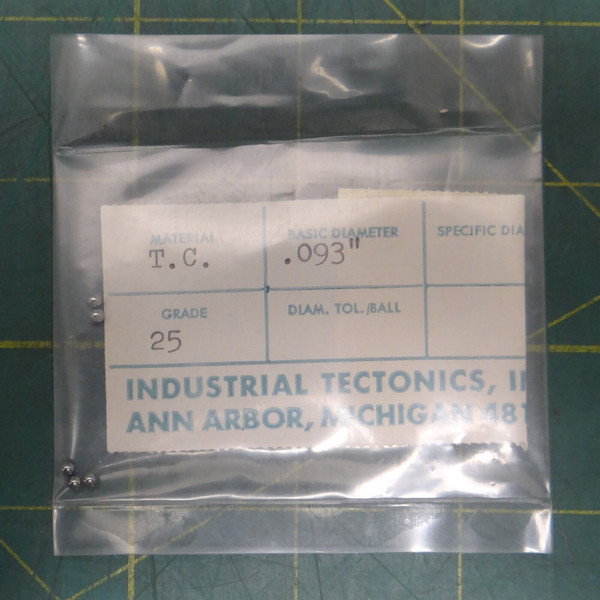 Qty 5 0.093" Dia Industrial Tectonics Inc Grade 25 Tungsten Carbide Bearing Ball