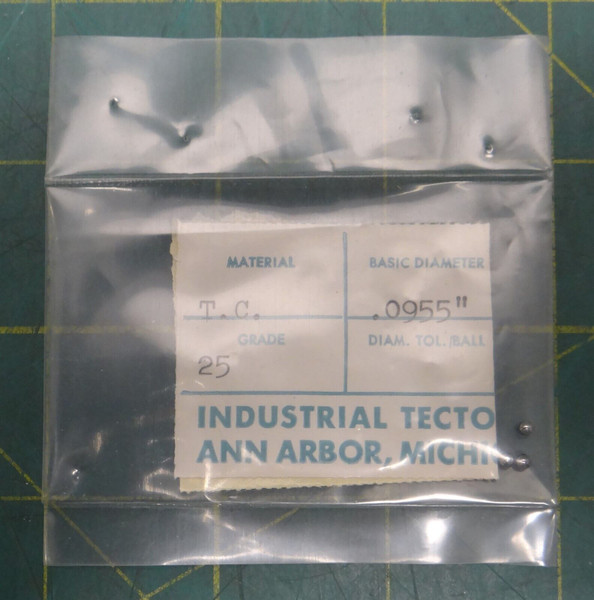 Qty 3 .0955" Dia Industrial Tectonics Inc Grade 25 Tungsten Carbide Bearing Ball