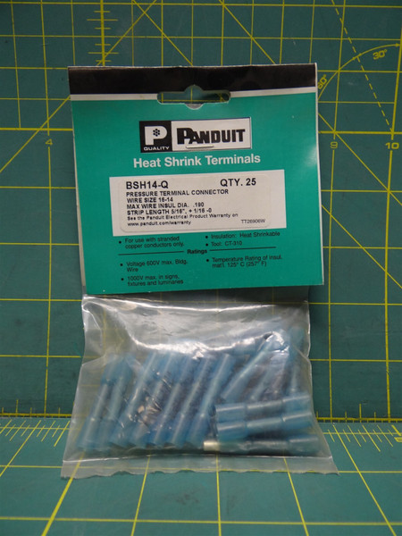 (Qty: 25) Panduit Ins. Heat Shrink Terminal Butt Splice Crimp BSH14-Q 14-16 AWG