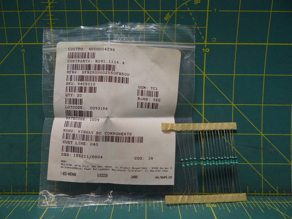 (Qty: 17) Vishay SFR25 Series Through Hole Resistor SFR2500002550FR500 255Ohm