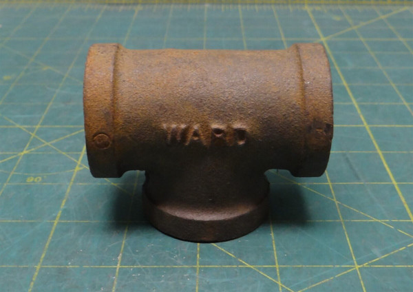 1" NPT Female Ward Black Malleable Iron Tee, 3-1/8" Length, 2-1/2" Height