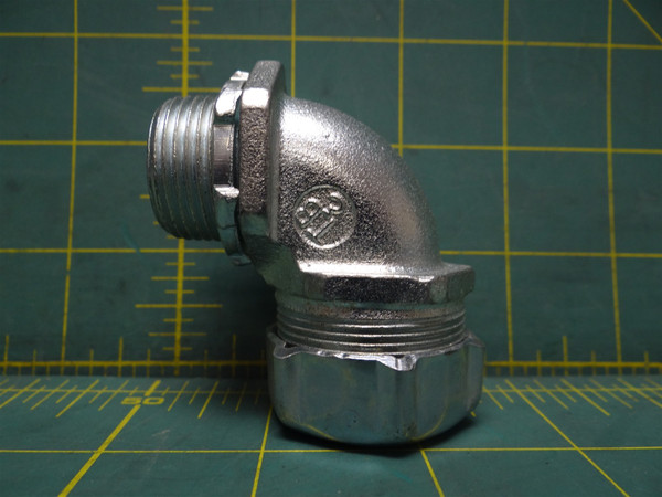T&B 5253 90°3/4" Liquidtight Conduit Connector Zinc Electroplated Malleable Iron