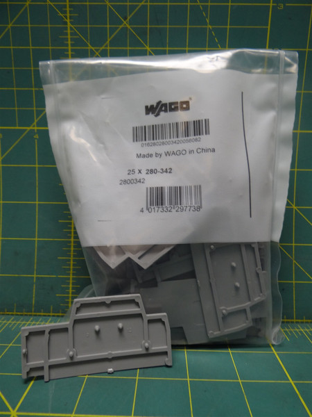 (Qty: 25) Wago 280-342 End/Intermediate Plate Terminal Block Accessory Grey