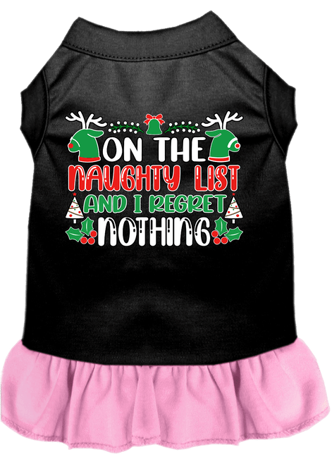 I Regret Nothing Screen Print Dog Dress Black with Light Pink Size LG