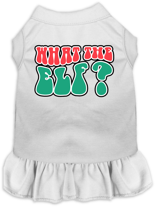 What the Elf Screen Print Dog Dress White Size XXXL