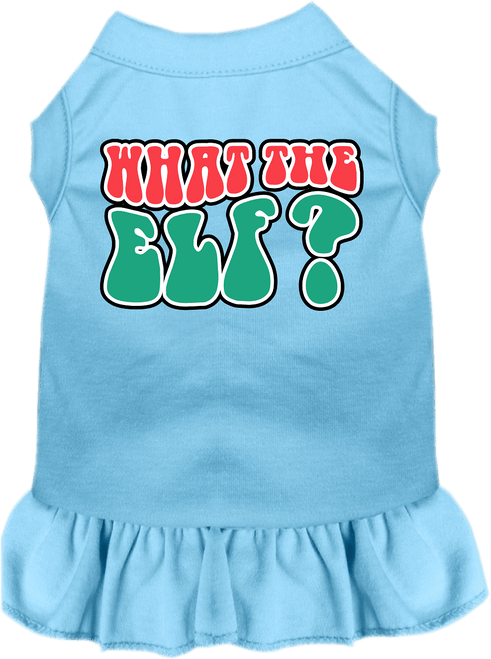 What the Elf Screen Print Dog Dress Baby Blue Size SM