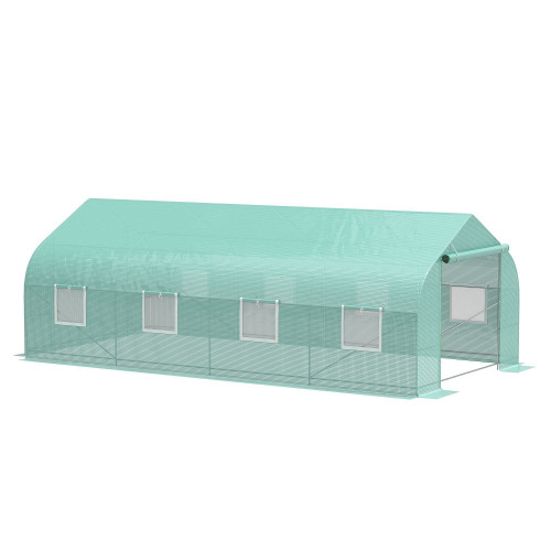Outsunny 20' x 10' x 7' Outdoor Walk-in Greenhouse, Tunnel Green House with Roll-up Windows, Zipper