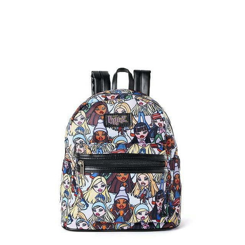 Bratz Women's All Over Print Nylon Mini Backpack, Black Multi-Color