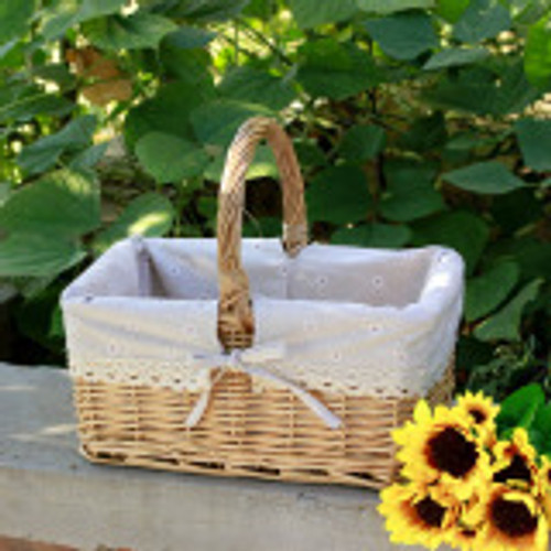 Color: CH3, style: Don't take cover, Size: L - Outdoor Picnic Basket Wicker Hand Basket With Cover