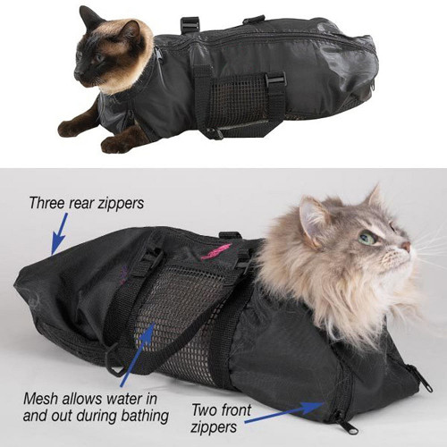 Mesh Cat Grooming Bathing Bag Adjustable Cats Washing Bags For Pet Nail Trimming Injecting Anti Scr