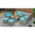 8 Pieces Patio Rattan Furniture Set with Storage Waterproof Cover and Cushion-Turquoise - Color: Tu