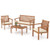 4 Piece Patio Wood Furniture Set Acacia Wood Sofa Set with Loveseat-Gray