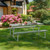 6 FT Picnic Table Bench Set Dining Table and 2 Benches with Metal Frame and HDPE Tabletop-Green - C