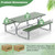 6 FT Picnic Table Bench Set Dining Table and 2 Benches with Metal Frame and HDPE Tabletop-Green - C