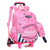 Color: Pink, Style: Six rounds - Waterproof Children's Three-Wheeled Trolley School Bag