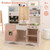 Kids Kitchen Playset with Microwave and Coffee Maker for Ages 3+-Pink - Color: Pink