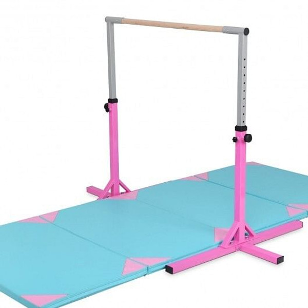 Adjustable Gymnastics Horizontal Bar for Kids - Color: Pink