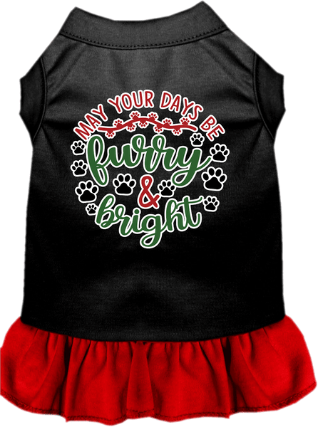 Furry and Bright Screen Print Dog Dress Black with Red Size LG
