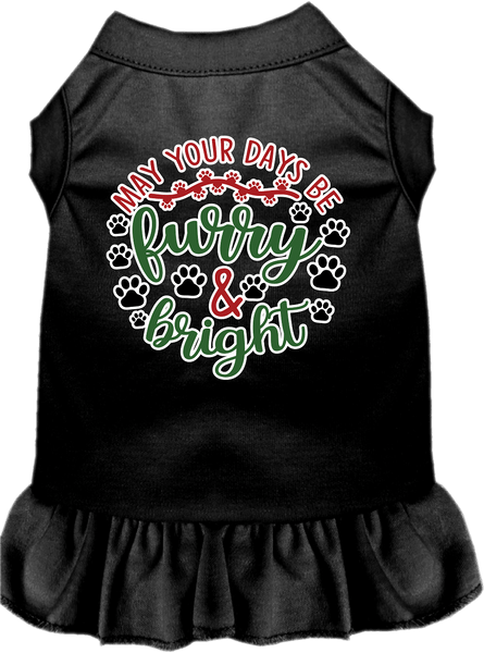 Furry and Bright Screen Print Dog Dress Black Size 4X