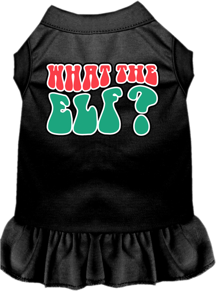 What the Elf Screen Print Dog Dress Black Size XXL