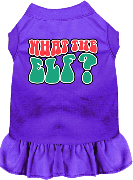 What the Elf Screen Print Dog Dress Purple Size MD