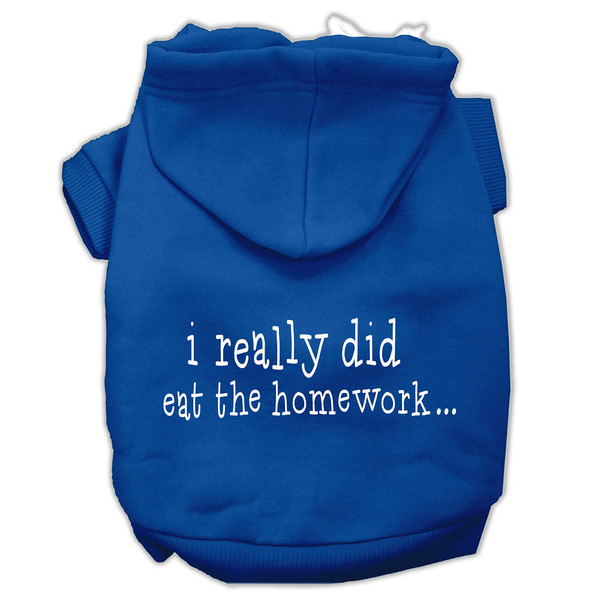I really did eat the Homework Screen Print Pet Hoodies Blue Size XXL