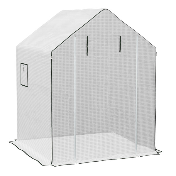 Outsunny 1 Piece Walk-in Greenhouse Replacement Cover for 01-0472 w/ Roll-up Door and Mesh Windows,