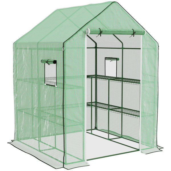 Outsunny 4.6' x 4.7' Portable Greenhouse, Water/UV Resistant Walk-In Small Outdoor Greenhouse with 