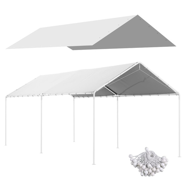 Outsunny 10' x 20' Carport Replacement Top Canopy Cover, UV Resistant and Water Resistant Car Port 