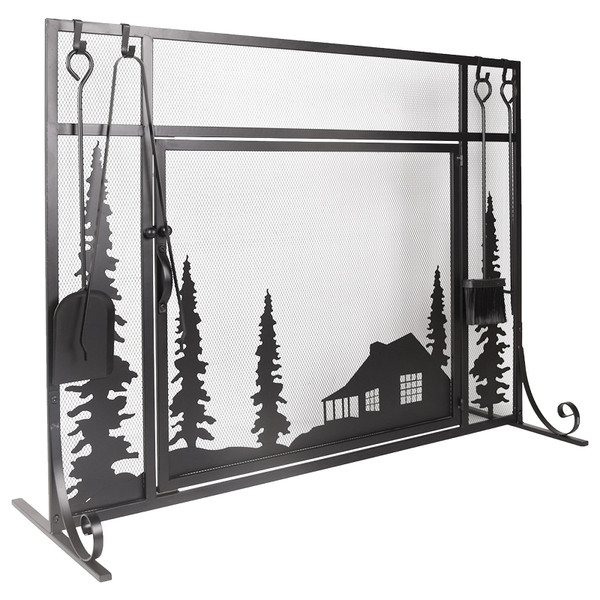 44 x 33 Inch Fireplace Screen, Metal Fireplace Screen with Single Door, Baby Safe Spark Guard Prote