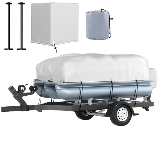 VEVOR Pontoon Boat Cover, Fit for 17'-20' Boat, Heavy Duty 600D Marine Grade Oxford Fabric, UV Resi