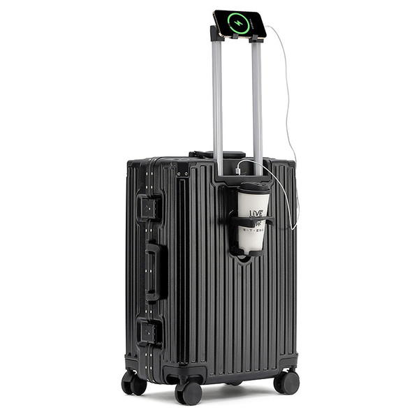 Color: Black Upgrade, Size: 20 Inches - Aluminum Frame Luggage Solid Extra Thick And Durable Trolle
