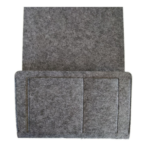 Color: Dark Gray - Bed Storage Bag with Pocket Felt Bedside Hanger Table Sofa Bedroom Mattress Beds