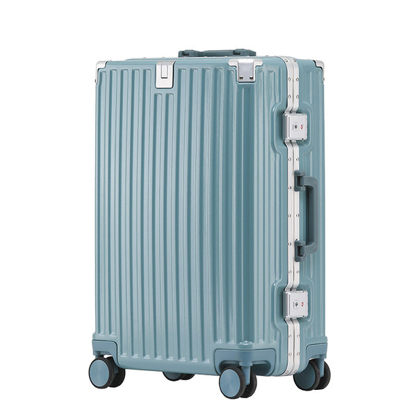 Color: Light Gray Blue Aluminum Frame, Size: 22 Inches - Aluminum Frame Luggage Solid Extra Thick A